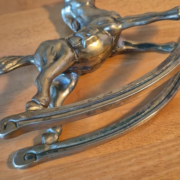 VINTAGE Solid Brass Rocking Horse Figurine Home Decor - Picture 9 of 15